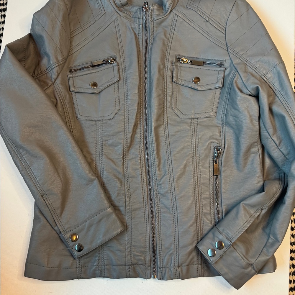 Apt 9 grey pleather jacket. - Picture 2 of 9